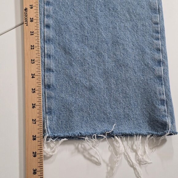 Zara Jeans Womens 12 Blue Straight Leg Cotton Boho Hippie Raw Hem Preppy Denim - Picture 9 of 16